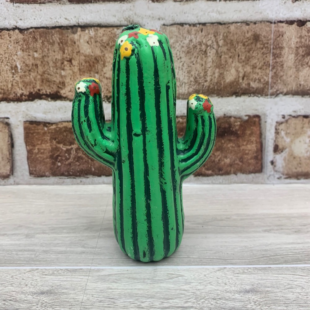 Hand Painted‎ Cactus Candle Flowers Decor Southwestern Accent